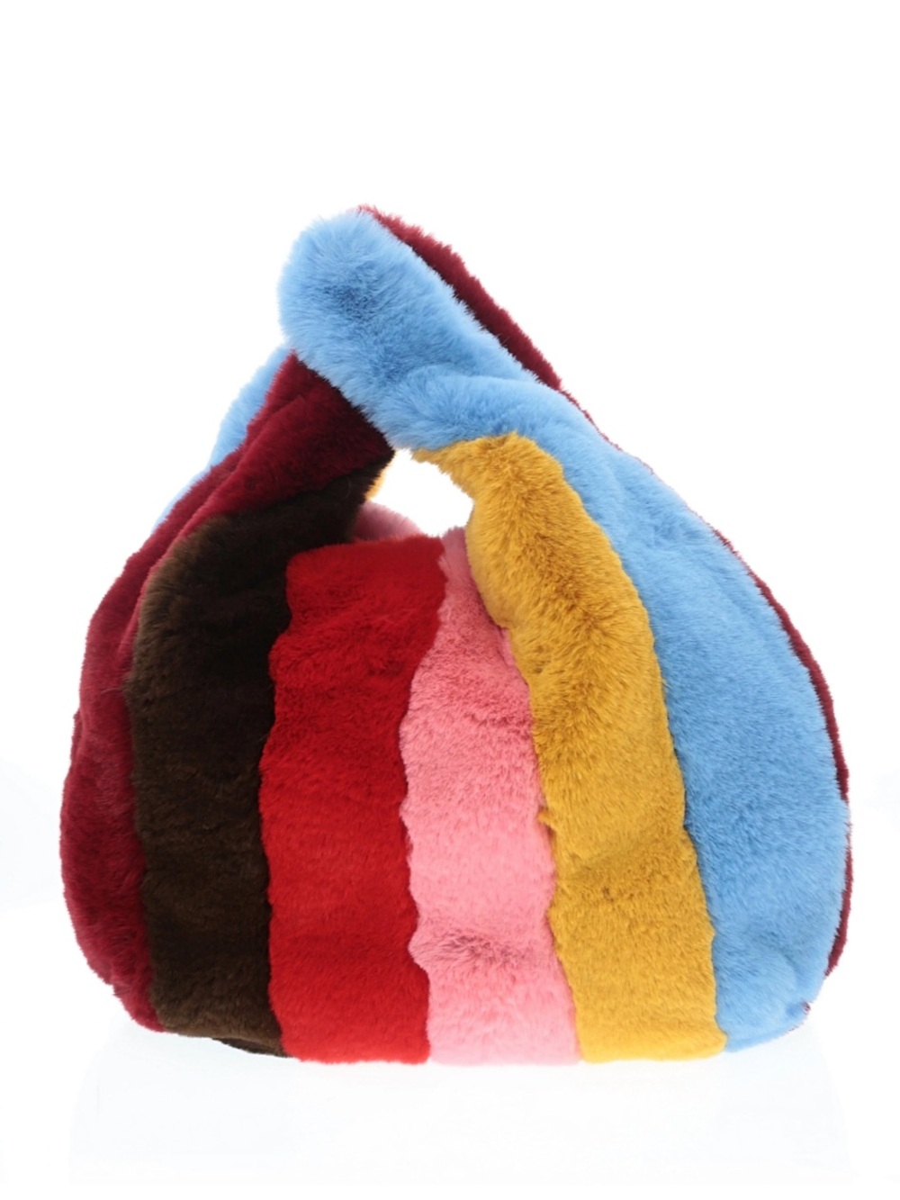 ZARA Large Colorful Stripe Faux Fur Bag
